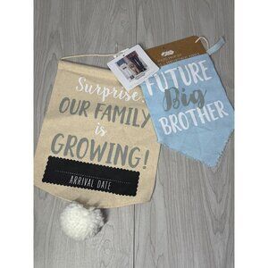 Mud Pie dog cat pregnancy announcement flag pet bandana big Brother photo prop